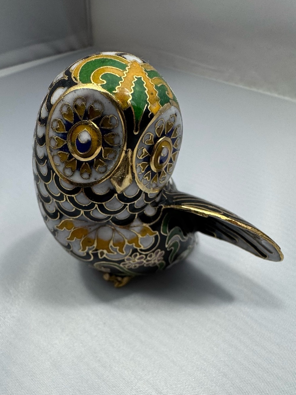 1990 “Muscany Owl" from House of Fabergé and Franklin Mint Cloisonné Collection
